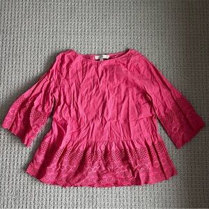 Loft Pink Eyelet Peplum Top